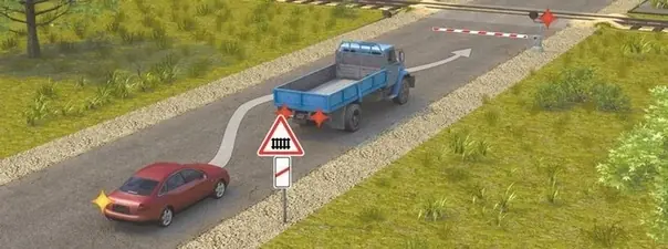 Дорожная ситуация: Разрешается ли водителю выполнить объезд грузового автомобиля?