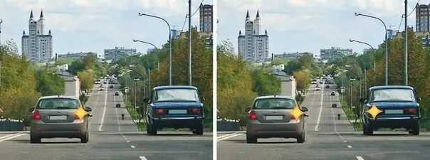 Дорожная ситуация: Двигаясь по левой полосе, водитель намерен перестроиться на правую. На каком из рисунков показана ситуация, в которой он обязан уступить дорогу?