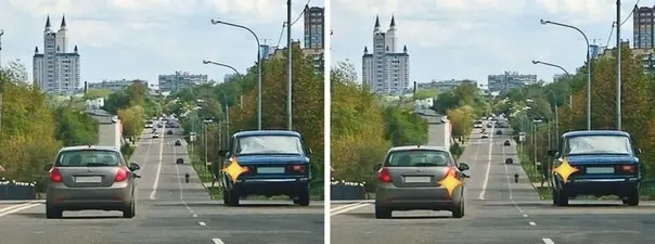 Дорожная ситуация: Ситуация, в которой водитель транспортного средства, движущегося по правой полосе, обязан уступить дорогу при перестроении, показана: