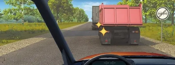 Дорожная ситуация: Можно ли Вам начать обгон грузового автомобиля в данной ситуации?