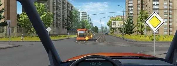Дорожная ситуация: Вы намерены продолжить движение прямо. Ваши действия: