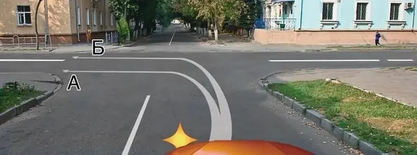 Дорожная ситуация: По какой траектории Вам можно выполнить поворот налево?